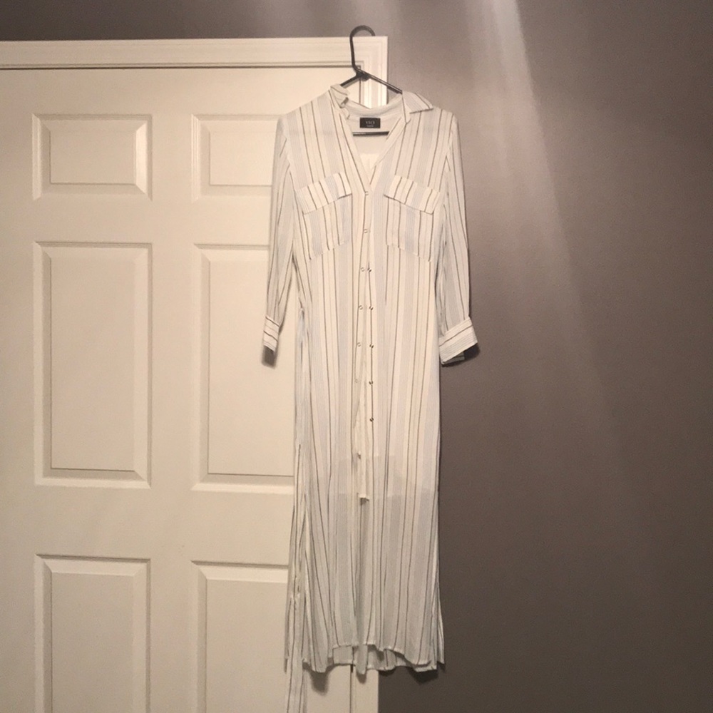 Snap button striped dress